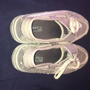 Sperry Silver Sequin Moccasins